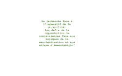 Journée “La recherche face à l'impératif de la durabilité : les défis de la coproduction de connaissances face aux logiques de la marchandisation et aux enjeux d'émancipation"