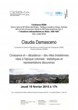 Conférence Recherches Mondes Américains (REMA) <br> Transitions métropolitaines au Brésil, 1900-1950