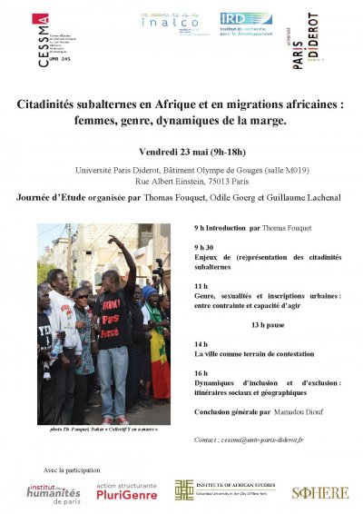 Journée d'étude "Citadinités subalternes en Afrique et en migrations africaines : femmes, genre, dynamiques de la marge"
