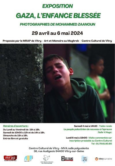 EXPOSITION GAZA, L 'ENFANCE BLESSÉE 29 avril au 6 mai 2024 