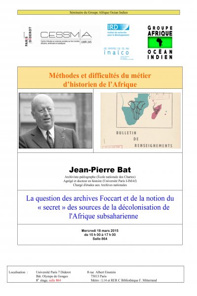 Séminaire du Groupe Afrique Océan Indien <br> Méthodes et difficultés du métier d'historien de l'Afrique